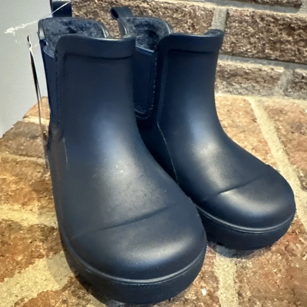 Bearpaw Toddler Chelsea Rain Boots With Faux Fur Lining size 7 toddler blue